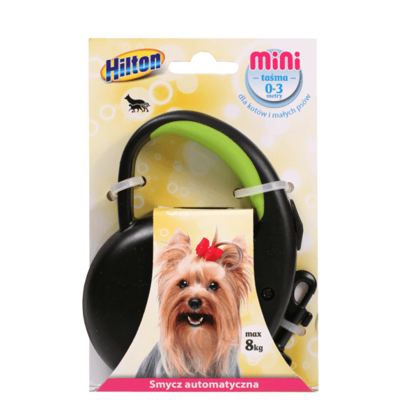 pol pl Hilton Mini Tape smycz automatyczna tasma 3 m czarna z zielona wstawka dla psa do 8 kg 843 1