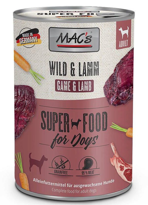 Macs Super food for dog DZICZYZNA Z JAGNIECINA 400g 28814 1200